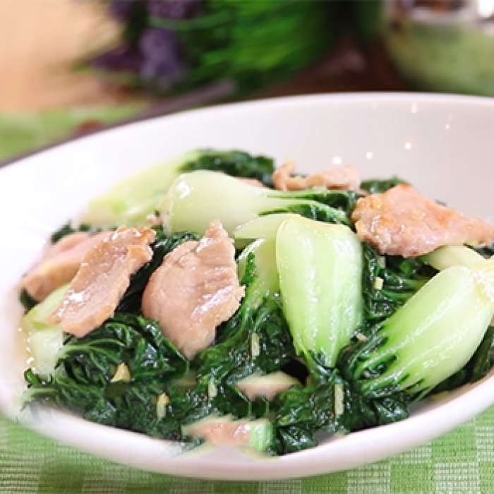 Cải thìa xào heo rừng